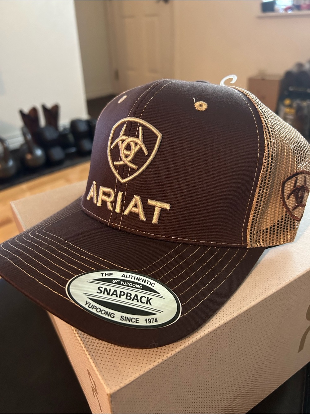 Ariat Brown and Tan Mesh Snapback Hat